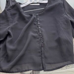Jonathan Martin  Black Semi Sheer Blouse with satin like crop tank never worn.